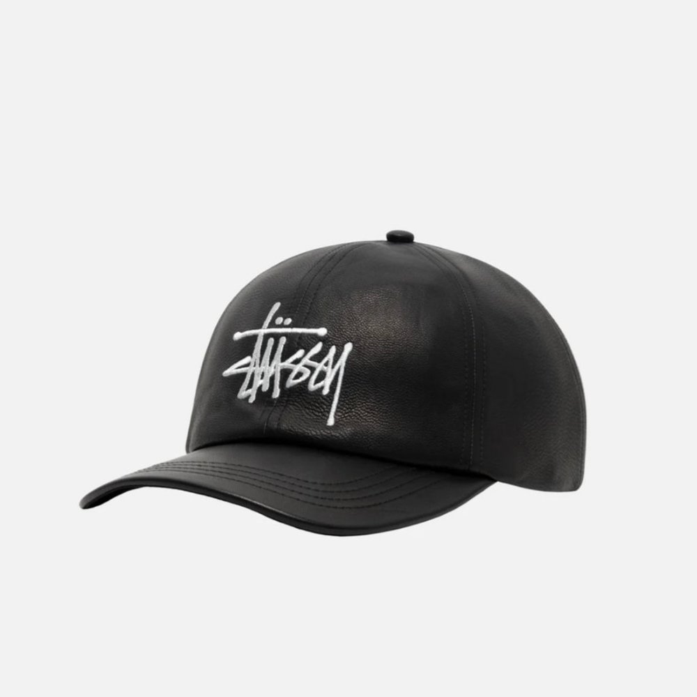 Stussy Basic Leather Strapback Cap Black - image 2